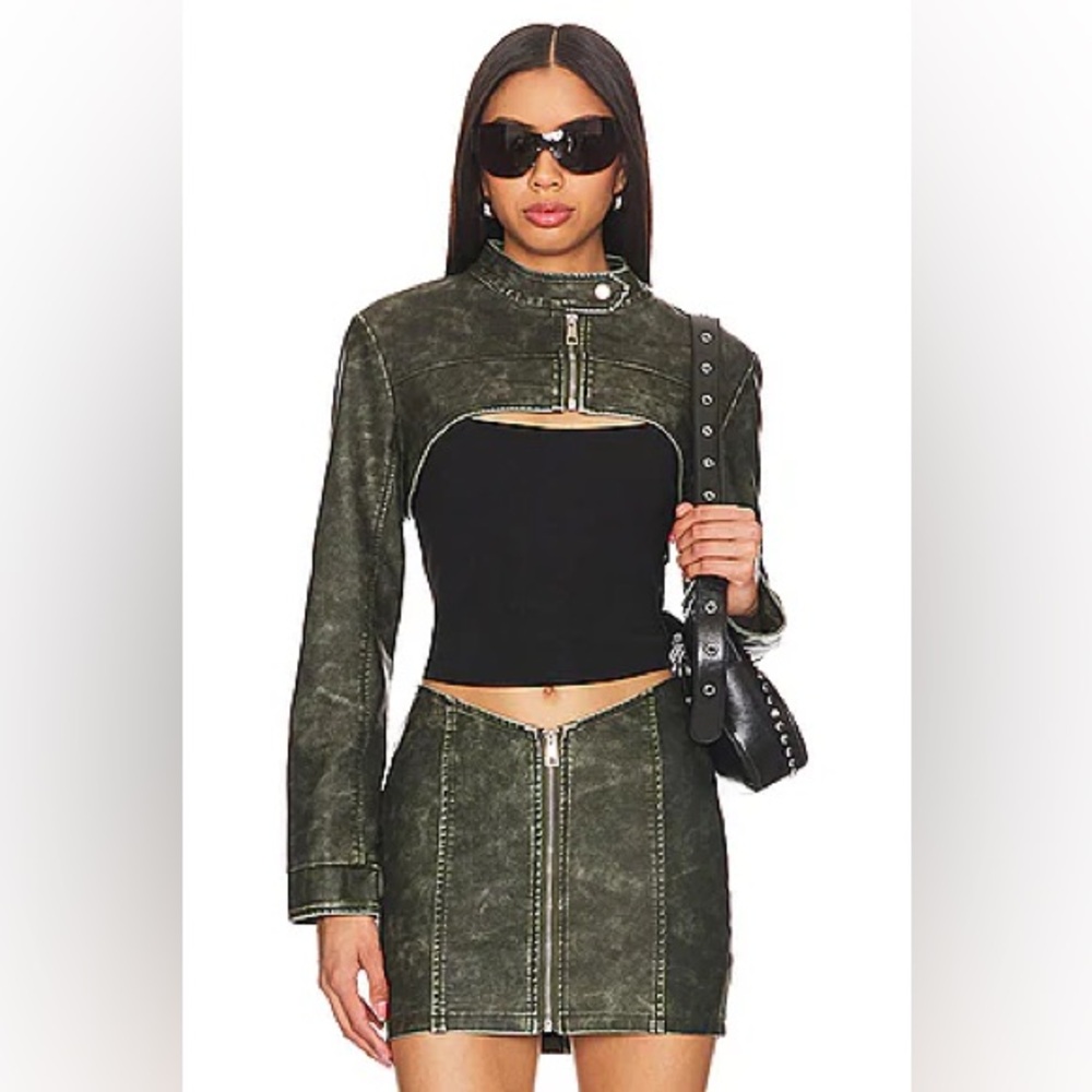 Lupita Faux Leather Jacket in Dark Green
SUPERDOWN